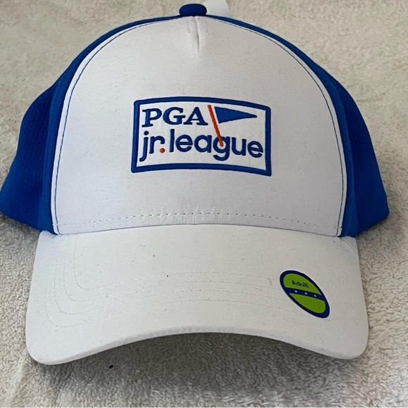 PGA Jr. League Adult Adjustable White and Blue Golf Cap - Picture 2 of 8